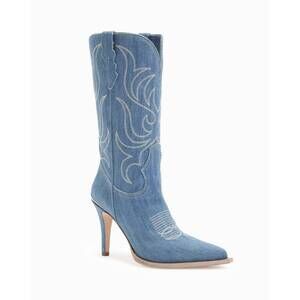 NEW PARTLOW women's cherie heeled boots in denim